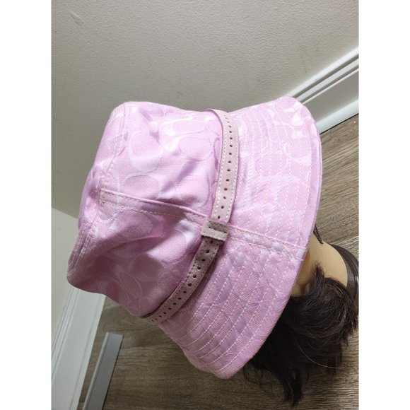 Vintage Coach Women S Pink Bucket Leather Strap Hat Signature CC Jacquard Y2K main image 11